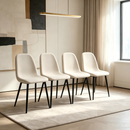 Dining Chairs Set of 4, Modern Accent Chairs with velvet Fabric Upholstered Seat, Spoon Shape Kitchen Chair with Black Metal Legs Dining Side Chairs for Dining Room Kitchen (Beige)