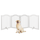 27.6' Height Tall Freestanding Pet Gate, 4 Panels Foldable Dog Gate, Solid Wood Folding Safety Fence Wooden Dog Gate with 2 pcs Support Feet Ideal for Stairs, Doorways, Halls, Kitchens, Heavy Duty Gat