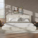 AirFrame King Bed Frame with Adjustable Sliding Side Table Visual Floating Effect, 8.7'' Cloud Upholstered Sponge Cushion, Easy Assembly (Off-White).