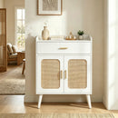 Kitchen Storage Cabinet, Farmhouse Buffet Cabinet , Storage with 1 Drawers and 2 Doors, Cabinet with Solid Wood Feet,Floor Sideboard Buffet for Living Room, Dining Room, Bathroom,(white Color)