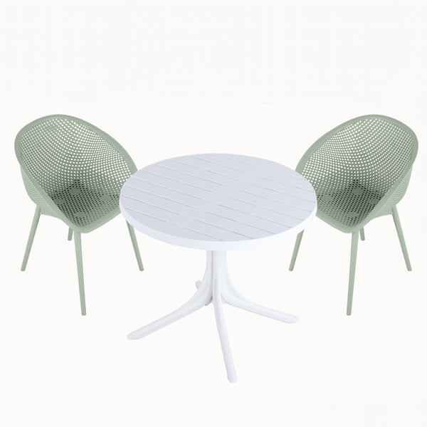 Two-Pack Pale Green Modern Lounge Chair Set with 36 Inch Round Table, Pale Green/White23.23*23.23*30.91 (in)/35.43*35.43*29.53(in),pp