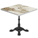 31.5' Square Outdoor Tulip Dining Table, Sintered Stone Tabletop with Luxury Faux Marble Print, Heavy Duty Cast Iron Base, Scratch & Wear Resistant, Waterproof Surface, Ideal for Indoor & Outdoor Use