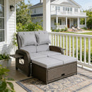 3-in-1 Convertible Design Reclining Sofa,Wicker Outdoor Daybed,Rattan Daybed
