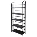 64' Tall 5-Tier Corner Metal Bookcase / Book Shelf, Black finish