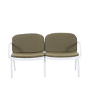 Luna Outdoor Patio Loveseat with White Frame and Green Cushion, Durable PP Construction