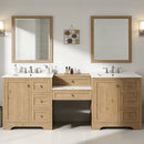 84' Double-Sink Bathroom Vanity, 2 Ceramic Sinks and a Engineered Stone Countertop, Large storage Bathroom Vanity with Silver Metal Knobs and 6 Drawers, Soft Closing Design, Wood