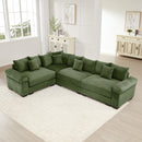 Oversized Cloud Modular Sectional Couch,Convertible Sectional Couches Deep Seat Extra-Wide Armrests, 13 Throw Pillows Premium Corduroy Fabric, Ergonomic Design,Easy Assembly, For Living Rooms,Green