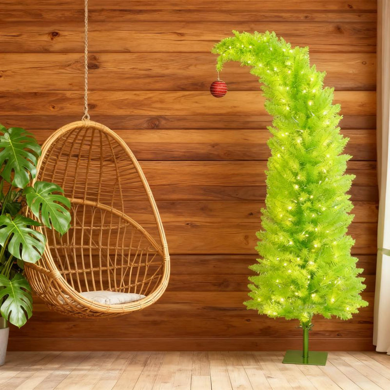 5 ft Christmas Tree with Red Ball, Metal Base