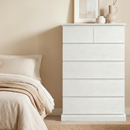 6 Drawers Dresser for Bedroom, Tall Dresser for Bedroom, Modern Chest of Drawers with Concealed Handles, Vertical Wood Storage Cabinet for Bedroom, Living Room, Entryway, White
