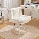 W26.4 inch  Wider Seat Office Chair,Artificial rabbit hair Home Office Chair with Metal Base,Adjustable Desk Chair Swivel Office Chair,Vanity Chair(Cream)