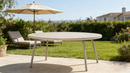 Off-White Round Outdoor PE Rattan Glass Dining Table – Elevate Your Patio & Garden