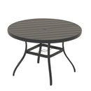 Outdoor Round Patio Dining Table for 6-7, All Weather Metal Dining Table with Umbrella Hole for Deck Lawn Garden Backyard, Black Color