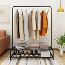 Heavy Duty Garment Rack, Metal Clothes Rack with Bottom Shelf, Standing Coat Rack for Bedroom, Laundry Room, Small Spaces, 47.2'L x 17.7'W, Black