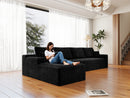 131.9*68.9'Modular sectional sofa seat,Upholstered compressed couch for living room,Bedroom,Apartment,No assembly required,4 PC free combination,Plush corduroy fabric,BLACK