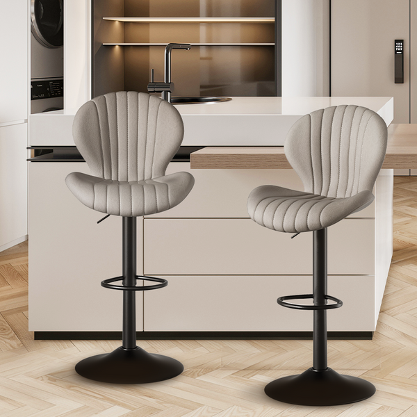Bar Stools Set of 2 Modern Swivel Bar Chairs, Barstools Counter Height with High Backrest, Easy 3-5 Minute Assembly for Bar, Kitchen, Dining Room Light Grey