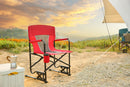 Outdoor Freestyle Rocker Camping Chair Portable Folding Rocking Chair with Solid, Durable Armrests, Drink Holder & Comfortable Backrest  -Red