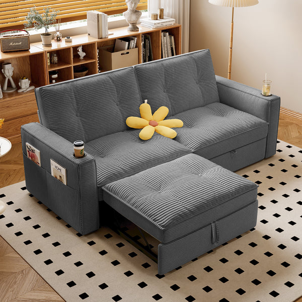 Multi-Functional Convertible Sofa Bed2-in-1 Multi-Functional Sofa Bed (for Sitting & Sleeping), made of modern corduroy fabric, suitable for living rooms, bedrooms, apartments and small spaces