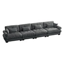 Super Comfort Oversized Modular Velvet Sectional Sofa Couch with Movable Ottoman, Grey