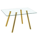 Gold Tempered Glass Dining Table with Sturdy Metal Legs, 51-Inch Round Design