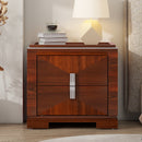 Mid-Century Modern Nightstand, 2 Drawers Wide Sofa Side Table,Wood Diamond Shaped End Table with Storage,Closet with Heavy Duty Base,Small Bedside Table for Bedroom,Living Room,Entrance, Dark Brown