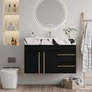 36' Floating Bathroom Vanity with Ceramic Sink and Faux Marble Top
