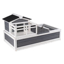 Tortoise Habitat Wooden Tortoise House Indoor/Outdoor 3-Room 44x25.6x24in