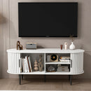TV Stand, 47' Modern TV Console Table with Storage Compartment and Sliding Door, Gaming Entertainment Center with Cabinet for Living Room, Bedroom, Office (WHITE Color)