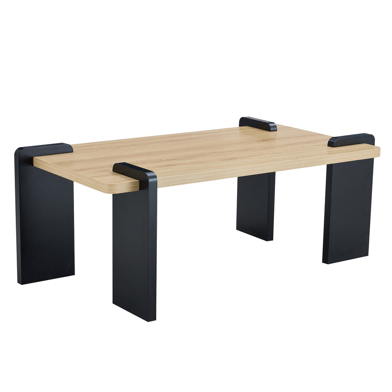 Natural Wood-Colored MDF Coffee Table, Suitable for Modern Minimalist Living Rooms and Leisure Areas, With Product Dimensions of 39.3*23.6*17.7 inches