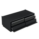 U-Can Modern Rectangle Coffee Table with 4 Drawers and 2 Display Shelves, 47.2' Wood Coffee Table with Fluted Style, Tempered Glass for Living Room