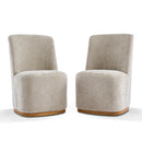 Indoor Dining Chair Set of 2, Modern Upholstered Fabric Chair with Sturdy Rubber Wood Frame, 300lbs Capacity, Creamy Oatmeal Design, Comfortable Seating for Dining Room/Living Area