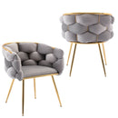 Modern Gray Velvet Leisure Accent Chair with Backrest – Single Sofa Stool for Bedroom, Vanity, or Manicure Table