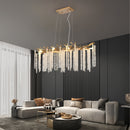 39-inch Modern Golden Pendant Light with Cascading Crystal Strands, Ideal for Living Room, Dining Room and Foyer, High-End Decorative Lighting Fixture (Bulb Not Included)