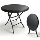31.5' Round Folding Table, Cocktail Table, Bistro Table, Easy to Set Up for Outdoor Party, Wedding Event, Cafes, Backyarde Black