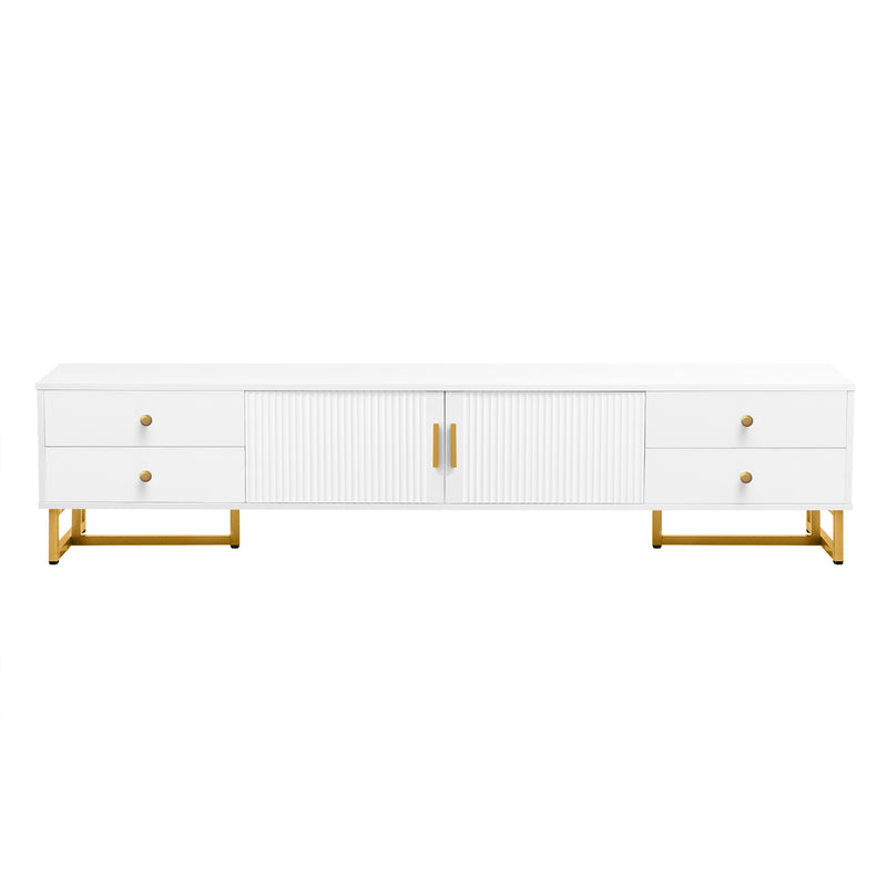 U-Can TV Stand for 65+ Inch TV, Entertainment Center TV Media Console Table, Modern TV Stand with Storage, TV Console Cabinet Furniture for Living Room