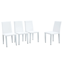 A Set of 4 White Pu Leather Backrest Chairs with Silver Metal Legs - The Perfect Combination, Suitable for Minimalist and Modern Home Styles, With Product Dimensions of 16.2*18.5*34.6 inches