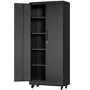 71'H Metal Garage Storage Cabinet with Wheels and Lock, Heavy Duty Rolling Metal Cabinet, 4 Adjustable Shelves (180lb Each), 3-Point Locking Security, for Tool Organization in Garage, Workshop, Office
