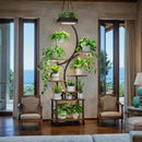 8-Tier Indoor Plant Stand with Grow Lights, 61 in S-Shaped Metal Shelf for Multiple Plants, Black