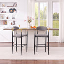Modern Upholstered Bar Stool with Gold-Accented Armrests - 23' Seat Height,Ergonomic Design for Kitchen Island or Dining Counter Use,Set of 2 - Grey Fabric & Black Metal Frame