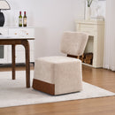 Linen Upholstered Armless Dining Chair with Casters,BEIGE