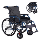 Premium Foldable Transport Wheelchair for Adults - Aluminum Alloy Frame,Double Brakes,Adjustable Armrests & Seat Belt,Breathable Cushion,Anti-backflip, 300lbs Capacity,Color Blue