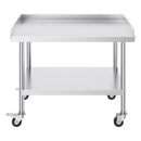 Stainless Steel Work Table, 30 x 36 x 30 Inch Commercial Food Prep Worktable with 4 Wheels, Casters, 3-Sided Backsplash Heavy Duty Prep Worktable, Metal Work Table for Restaurant Home Hotel