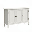 Bohemian 3-Door Buffet Cabinet in Matte Grayish-White Finish with Adjustable Shelves - Engineered Wood Sideboard
