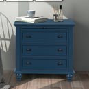 U_STYLE 27.6''Nightstand with Pine Wood veneer , Fashion Bedside Cabinet with 3 Drawers and pull-out tray, Minimalist Sofa Side Table with rubber legs and Metal handle for Bedroom Sofa Couch Office