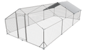 Large Metal Chicken Coop Walk-in Poultry Cage Hen Run House Rabbits Habitat Cage Spire Shaped Coop with Waterproof and Anti-Ultraviolet Cover (19.5' L x 9.7' W x 6.4' H)