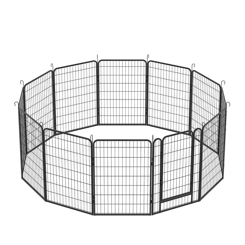 12 Panels Heavy-Duty Metal Playpen with Door, 39.37' H Dog Fence Pet Exercise Pen for Outdoor, Indoor