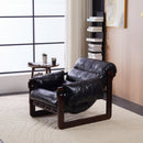 Medieval modern style lounge chair,removable armrests, vintage oil wax leather sofa chair, vintage style decorative chair, suitable for living room, study, office .Antique Black