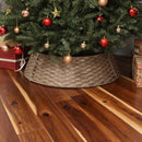 2.25 ft  Rustic Christmas Tree Skirt, Plastic Woven Christmas Tree Collar, Coffee