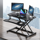 32 Inch Desk Converter, Height Adjustable Sit to Stand Riser, Dual Monitor and Laptop Workstation with Wide Keyboard Tray (BLACK) BACK-TO-SCHOOL