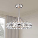20.8'W Crystal Ceiling Fans with Lights and Remote,Modern Caged Ceiling Fan with Light,Nickel Flush Mount Ceiling Fan with Reversible 7 Blades 6 Speeds for Bedroom Dining Room Kitchen