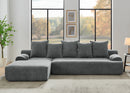110.25x67'' Modern Upholstered L-Shape Sectional Sofa Couch, Modular Compressed Sofa with Free Combination for Living Room Bedroom, Melange Velvet, Grey